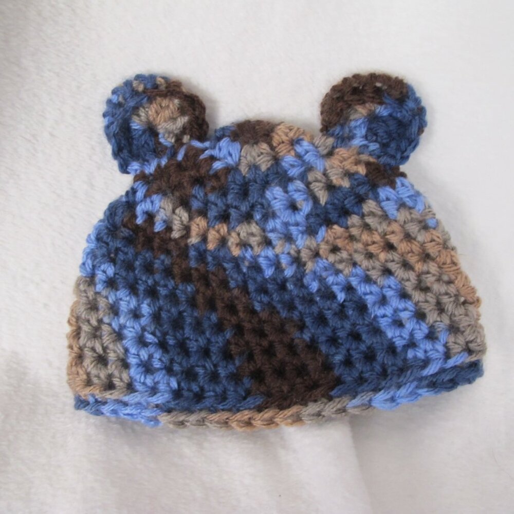 Handmade Bear Ear Hat - 3/6 Months